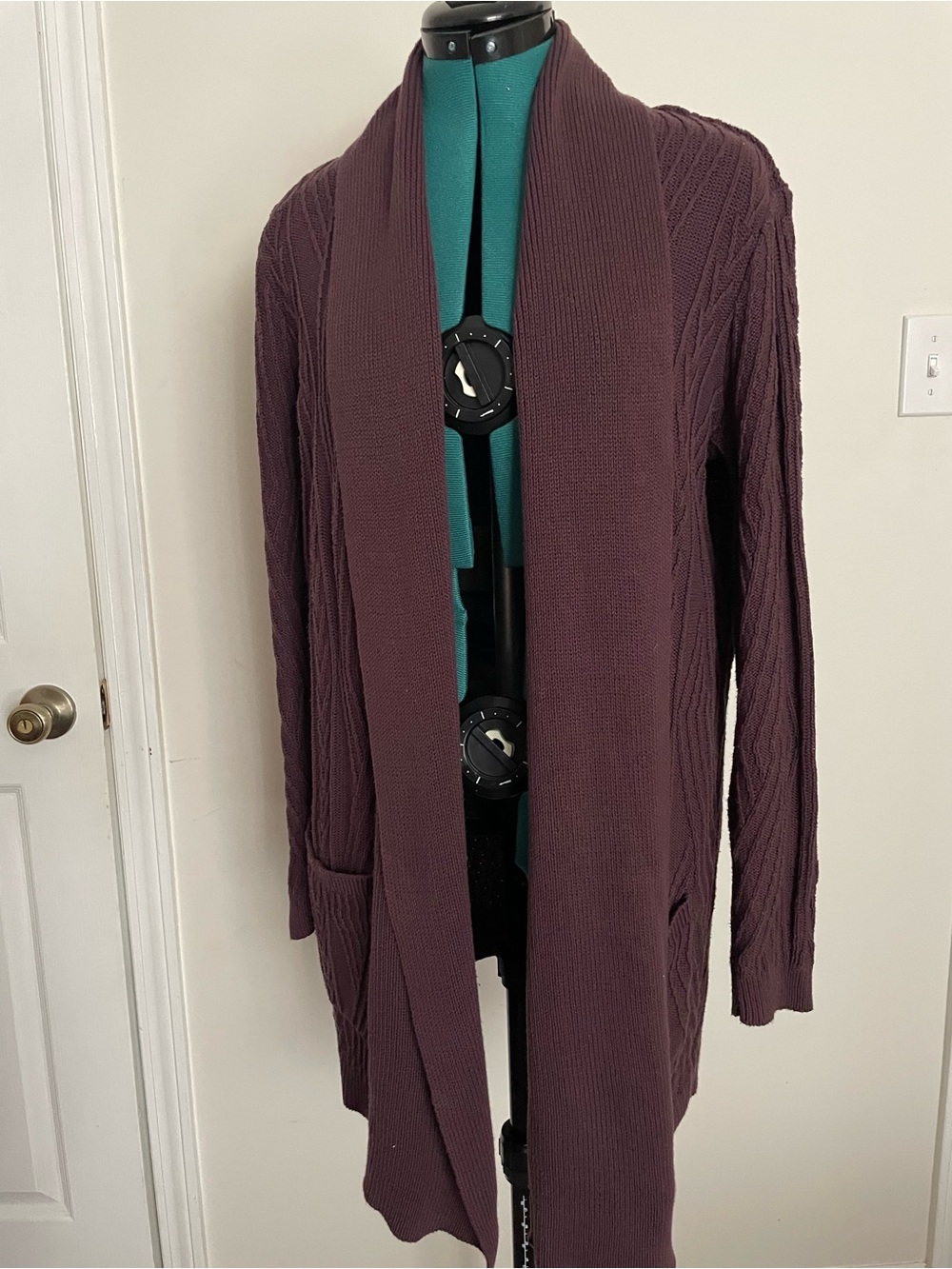 St. John’s Bay Plum Open-Front Cable Cardigan